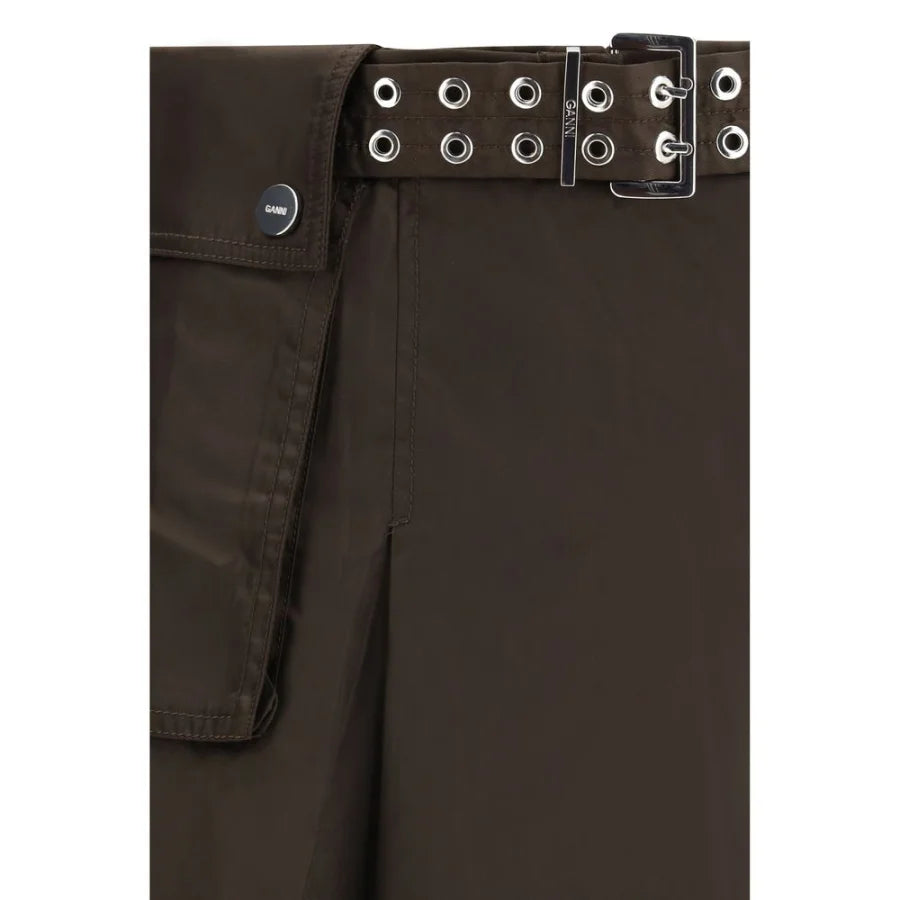 Ganni Brown Recycled Polyamide Long Skirt