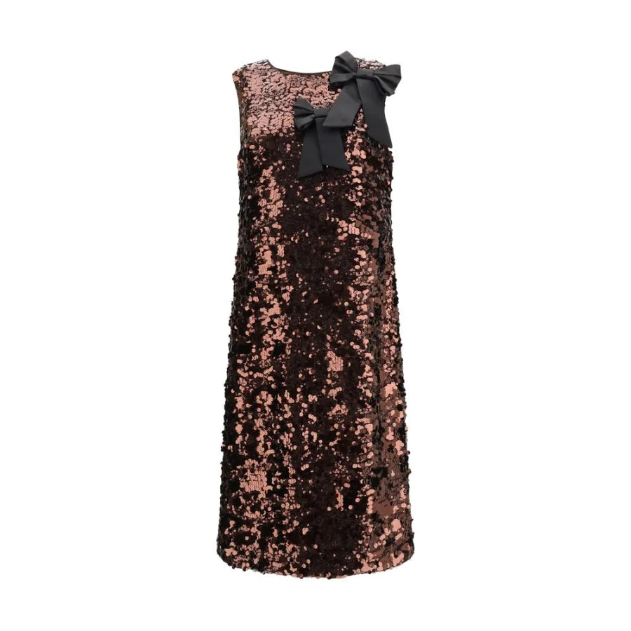 Ganni Brown Recycled Polyester Cocktail Dress