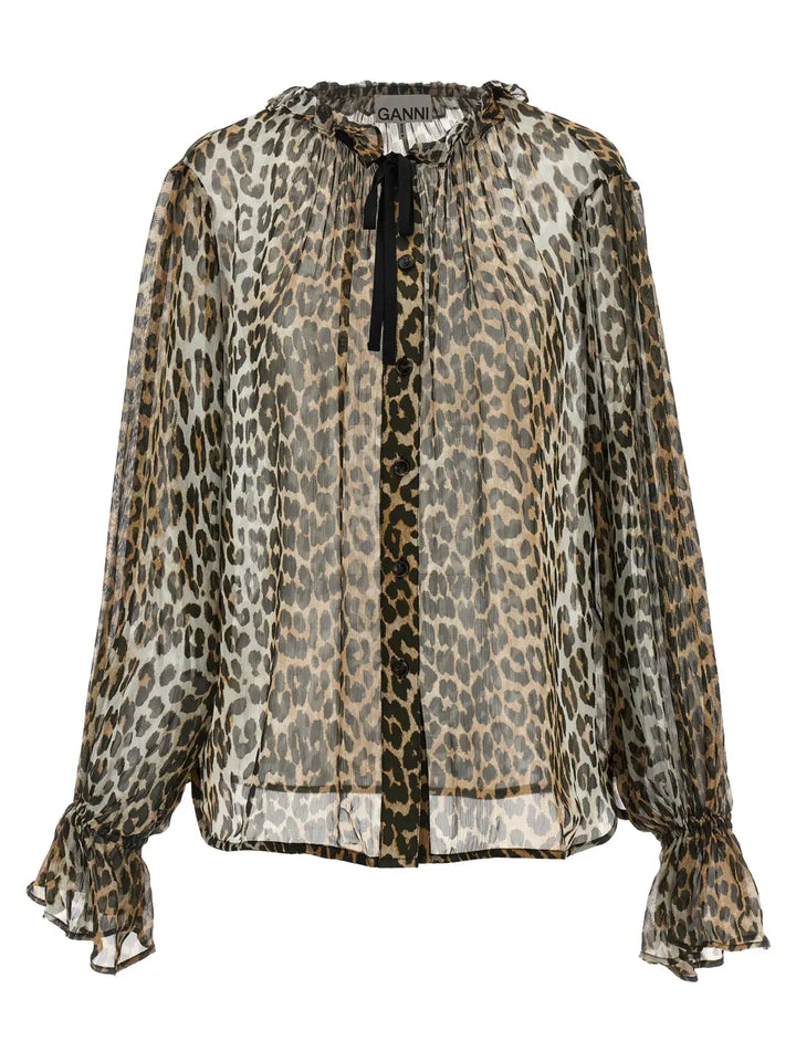 Ganni Brown Viscose Blouse