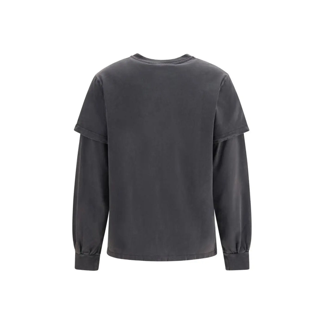 Ganni Gray Cotton Long Sleeve T-shirt