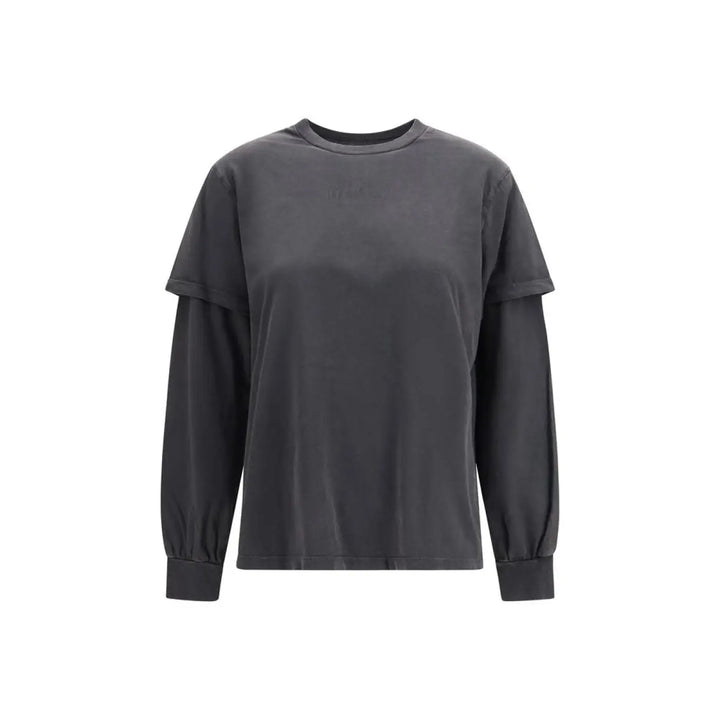 Ganni Gray Cotton Long Sleeve T-shirt