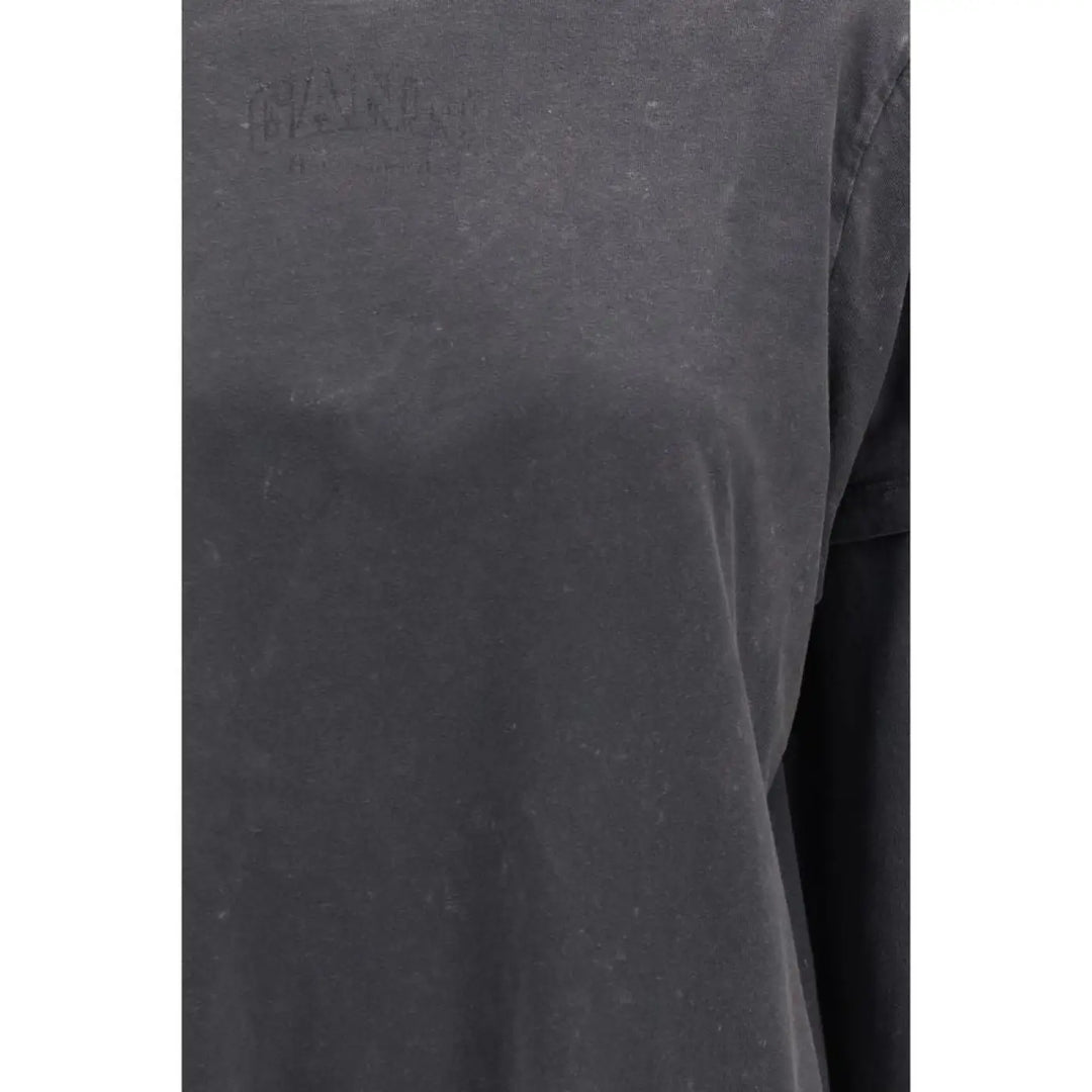 Ganni Gray Cotton Long Sleeve T-shirt
