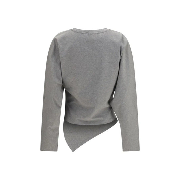 Ganni Gray Cotton Long Sleeve T-shirt