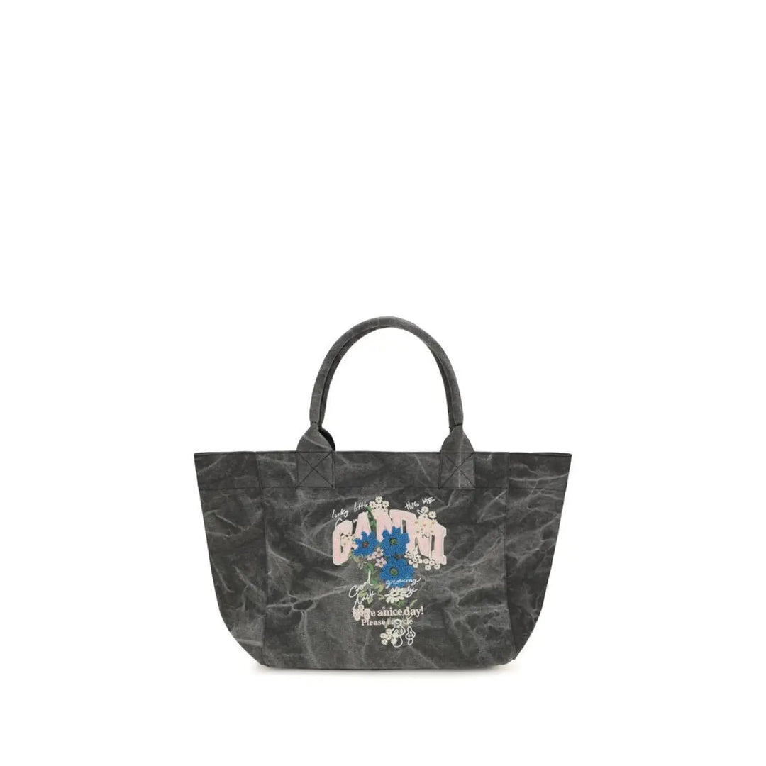 Ganni Gray Cotton Shoulder Bag