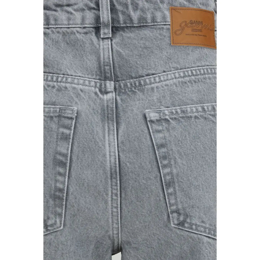 Ganni Gray Cotton Straight-leg Jeans