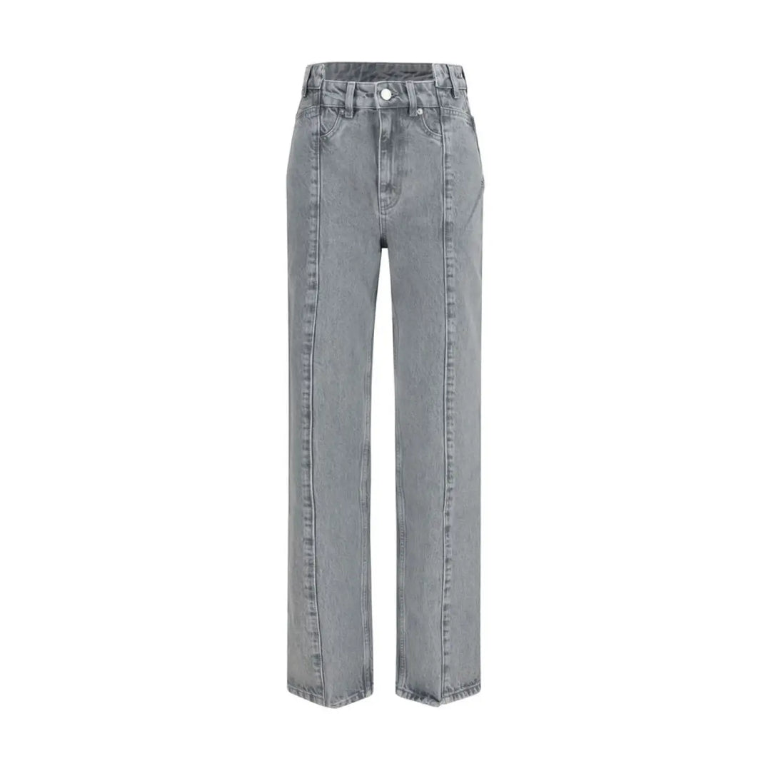 Ganni Gray Cotton Straight-leg Jeans