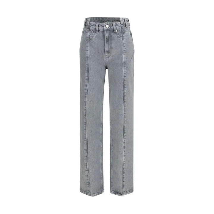 Ganni Gray Cotton Straight-leg Jeans