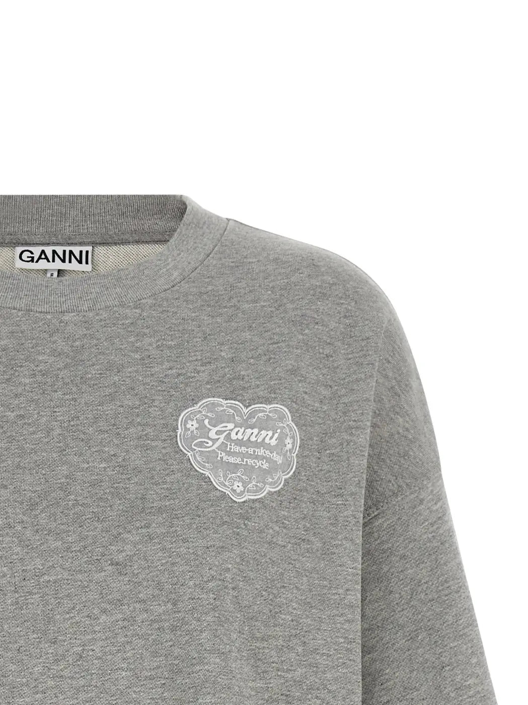 Ganni Gray Organic Cotton Sweatshirt