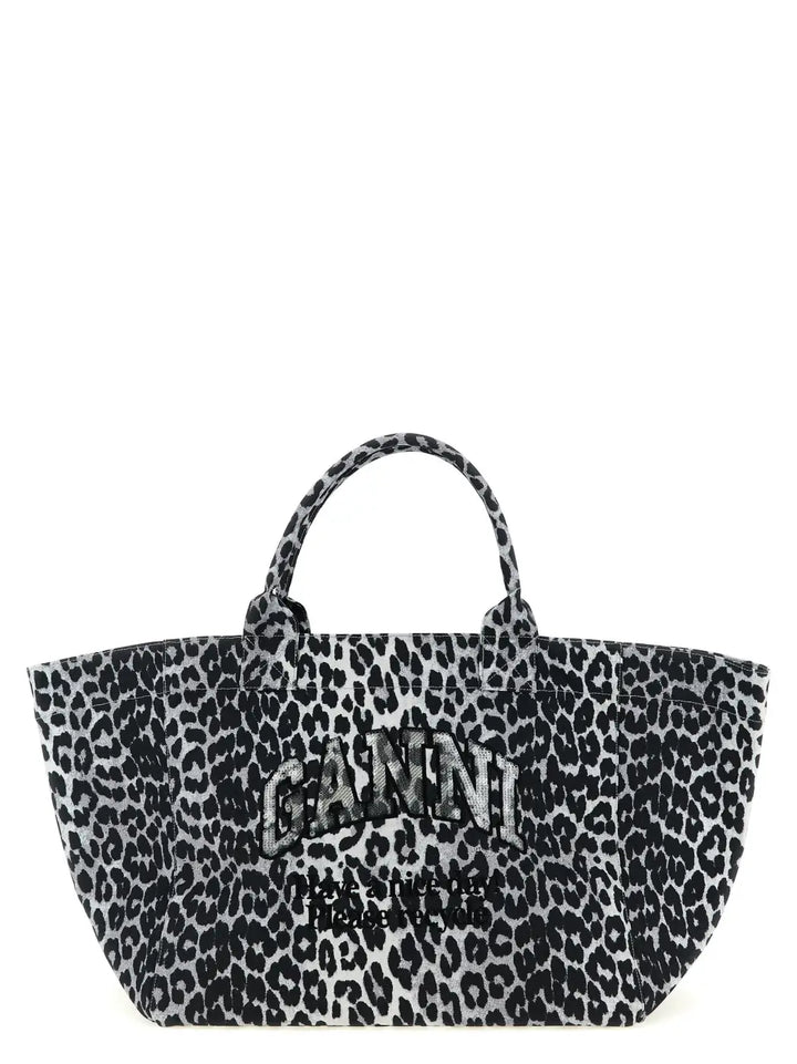 Ganni Gray Recycled Cotton Tote Bag