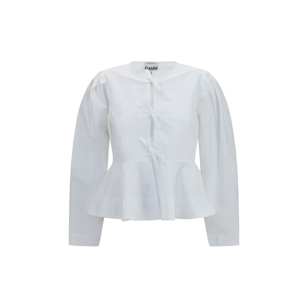 Ganni Blouses - Women’s White Cotton Blouse