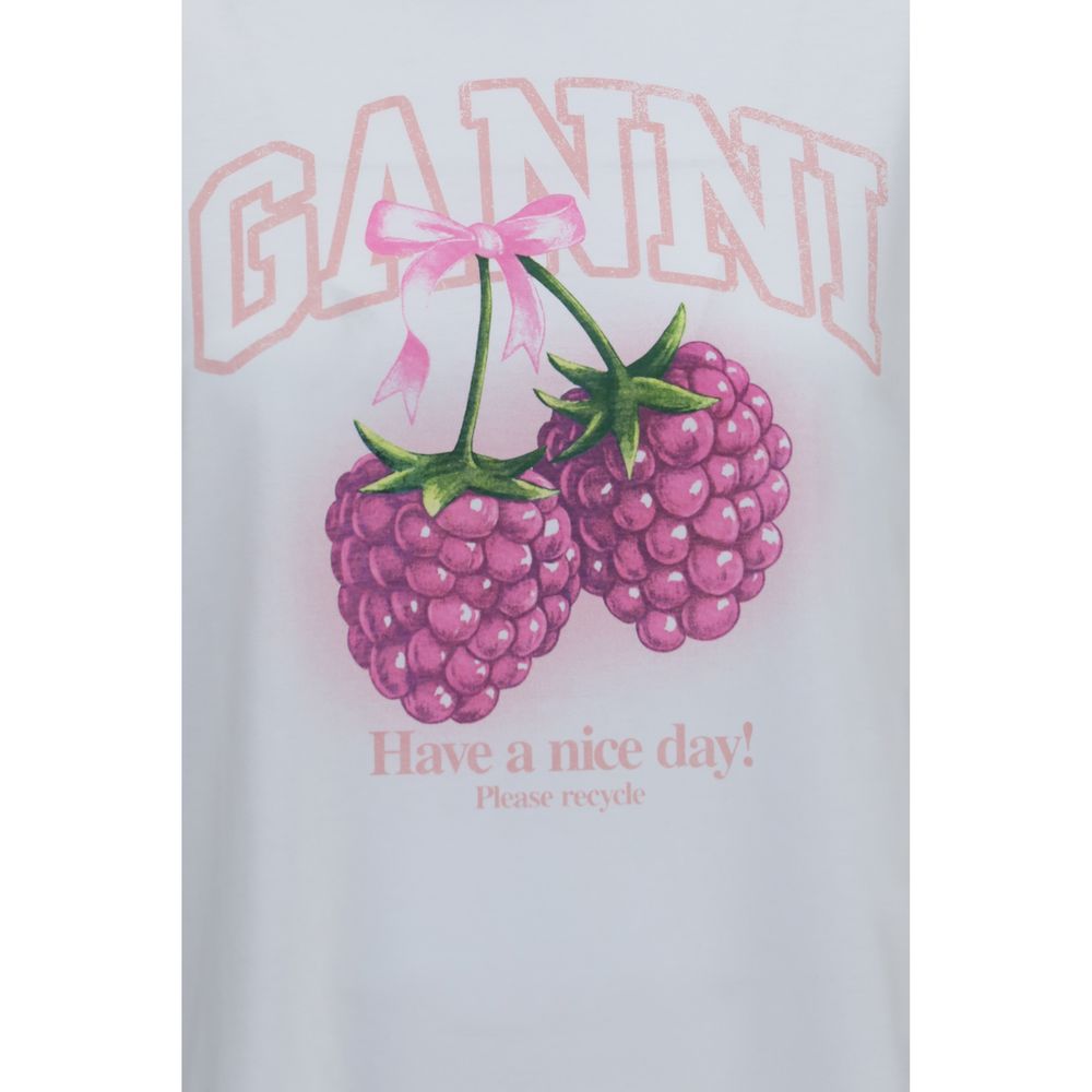 Ganni - White Cotton T-Shirt