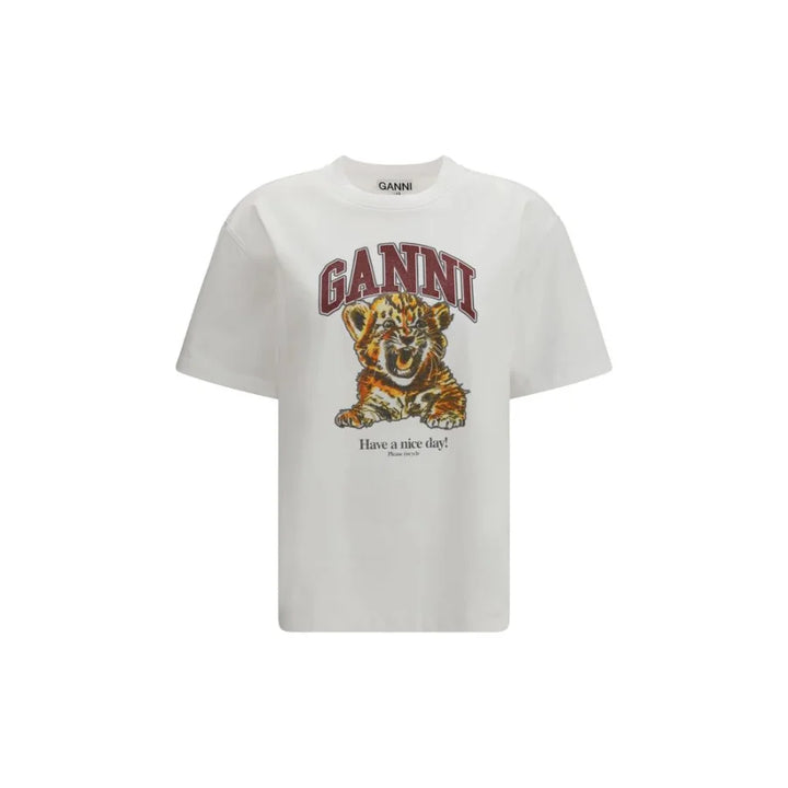 Ganni White Cotton T-Shirt