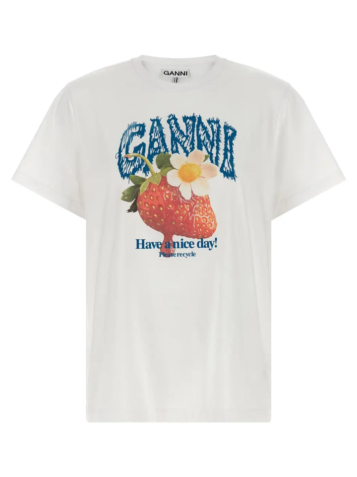 Ganni White Organic Cotton T-shirt