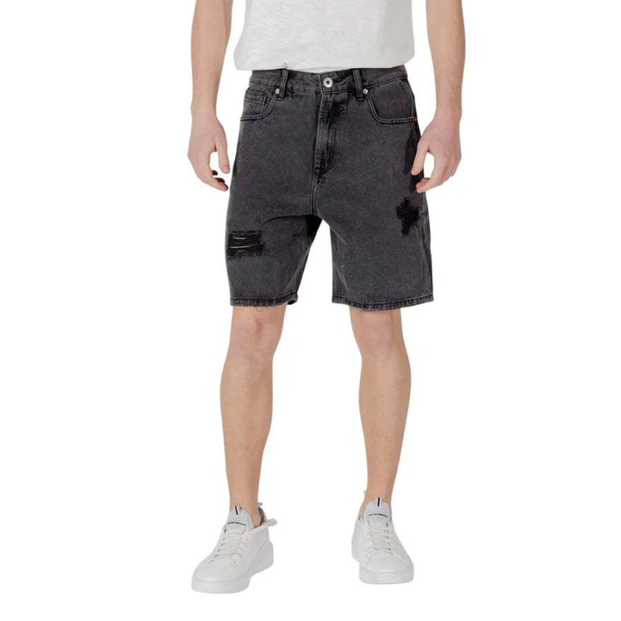 Gianni Lupo Black Cotton Bermuda Shorts