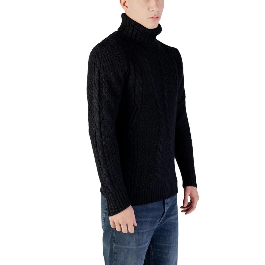 Gianni Lupo Black Marabou Turtleneck