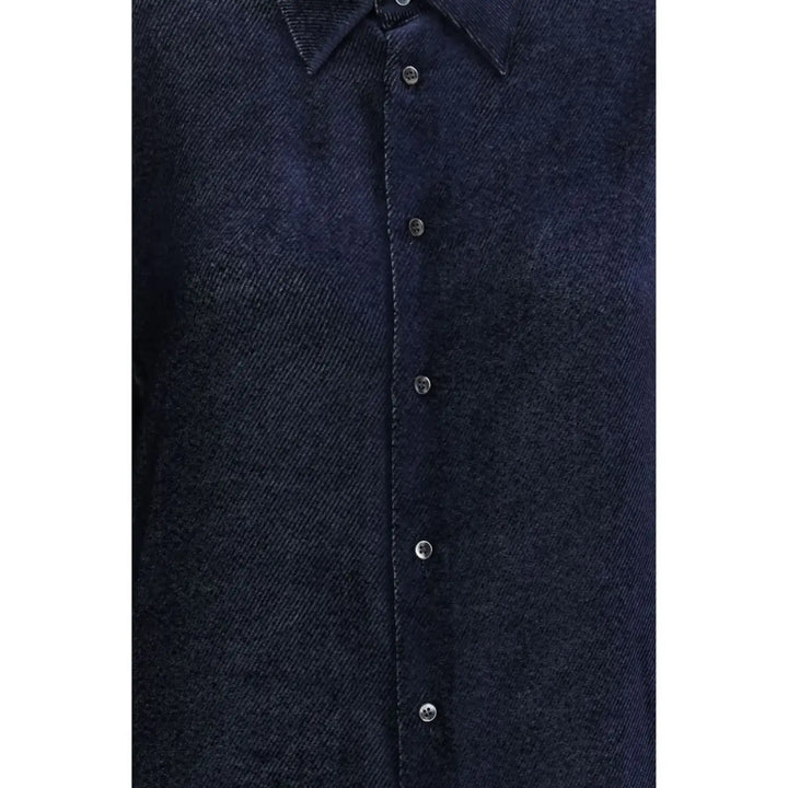Giorgio Armani Blue Silk Dress Shirt