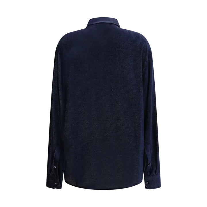 Giorgio Armani Blue Silk Dress Shirt
