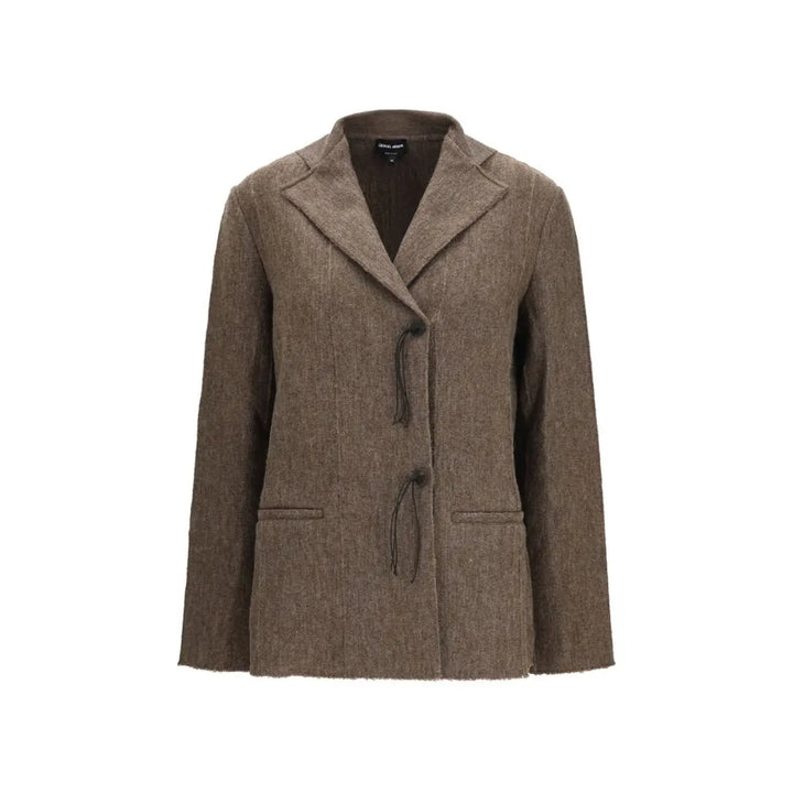 Giorgio Armani Brown Wool Oves Aries Full-length Jacket