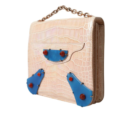 Glamorous Balenciaga Neo Classic Crocodile Leather Chain Mini Bag