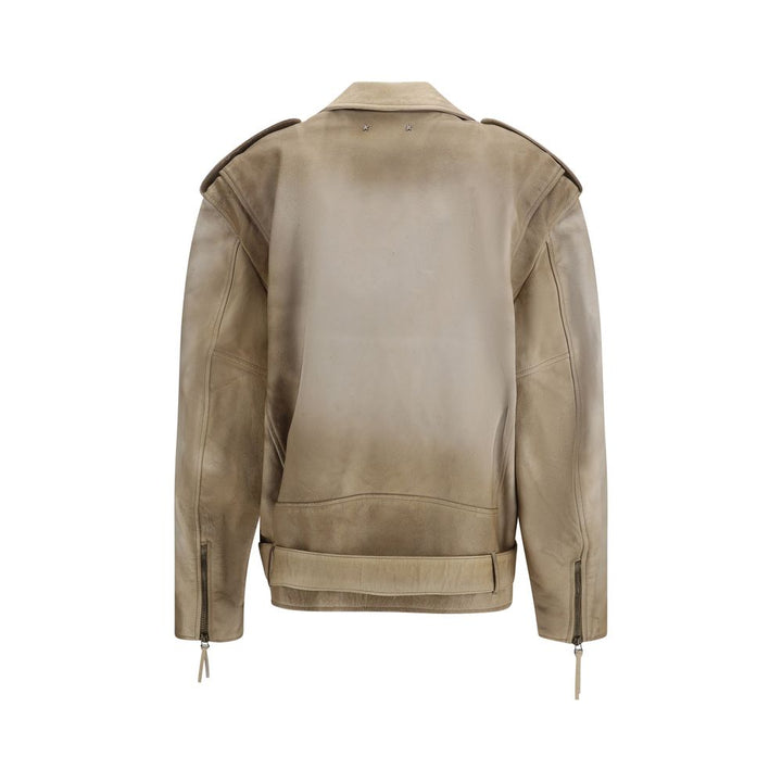 Golden Goose Motorcycle Outerwear - Beige Buffalo Leather Biker Jacket