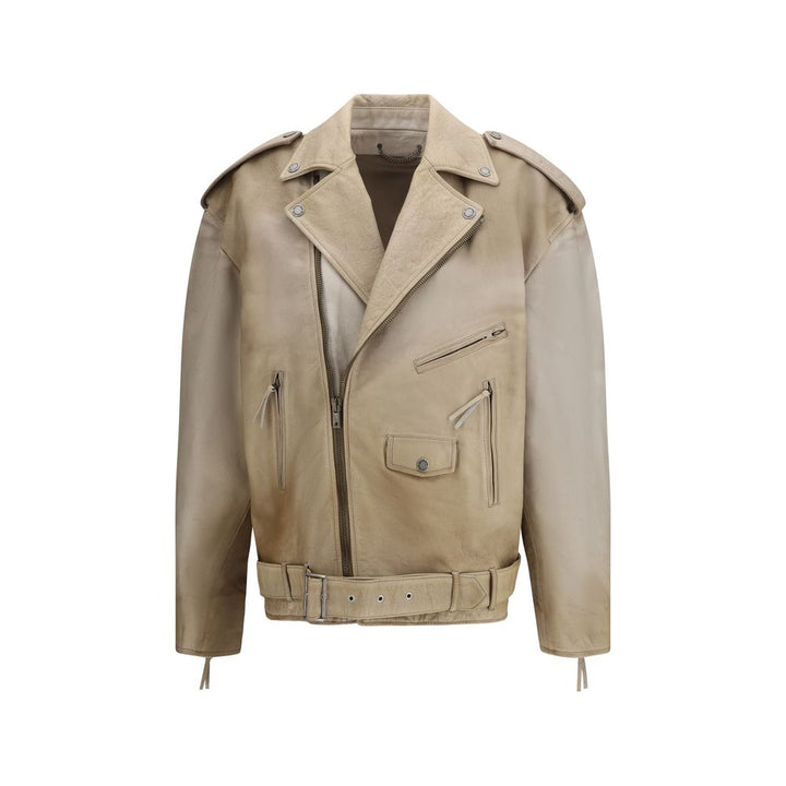 Golden Goose Motorcycle Outerwear - Beige Buffalo Leather Biker Jacket