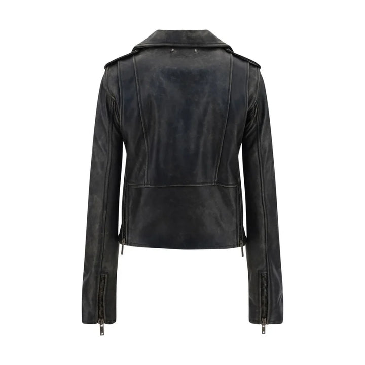 Golden Goose Black Calf Leather Bos Taurus Biker Jacket