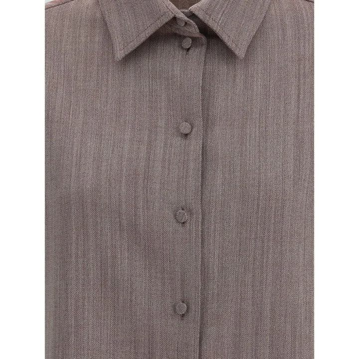 Golden Goose Brown Fleece Wool Dress Shirt