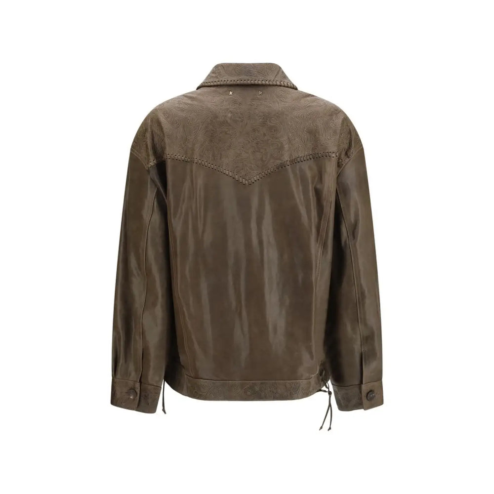 Golden Goose Brown Lamb Ovis Aries Leather Jacket