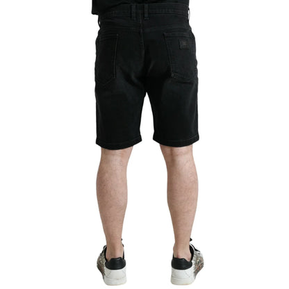 Gorgeous Dolce & Gabbana Bermuda Denim Shorts Logo Details Button Closure