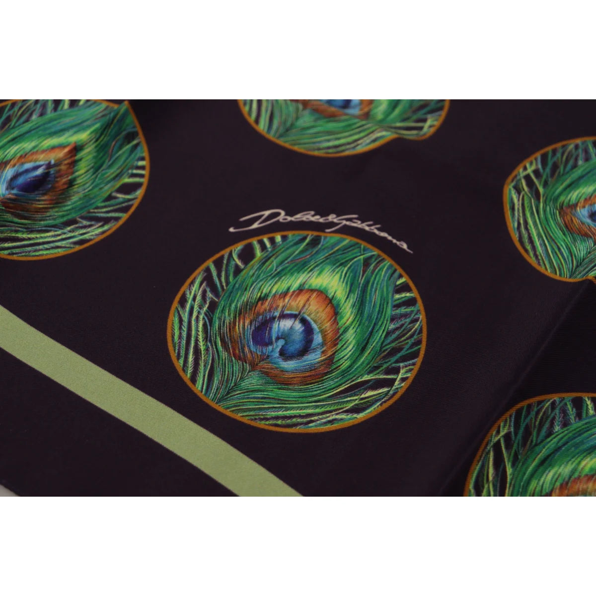 Gorgeous Dolce Gabbana Black Peacock Feather Silk Scarf &