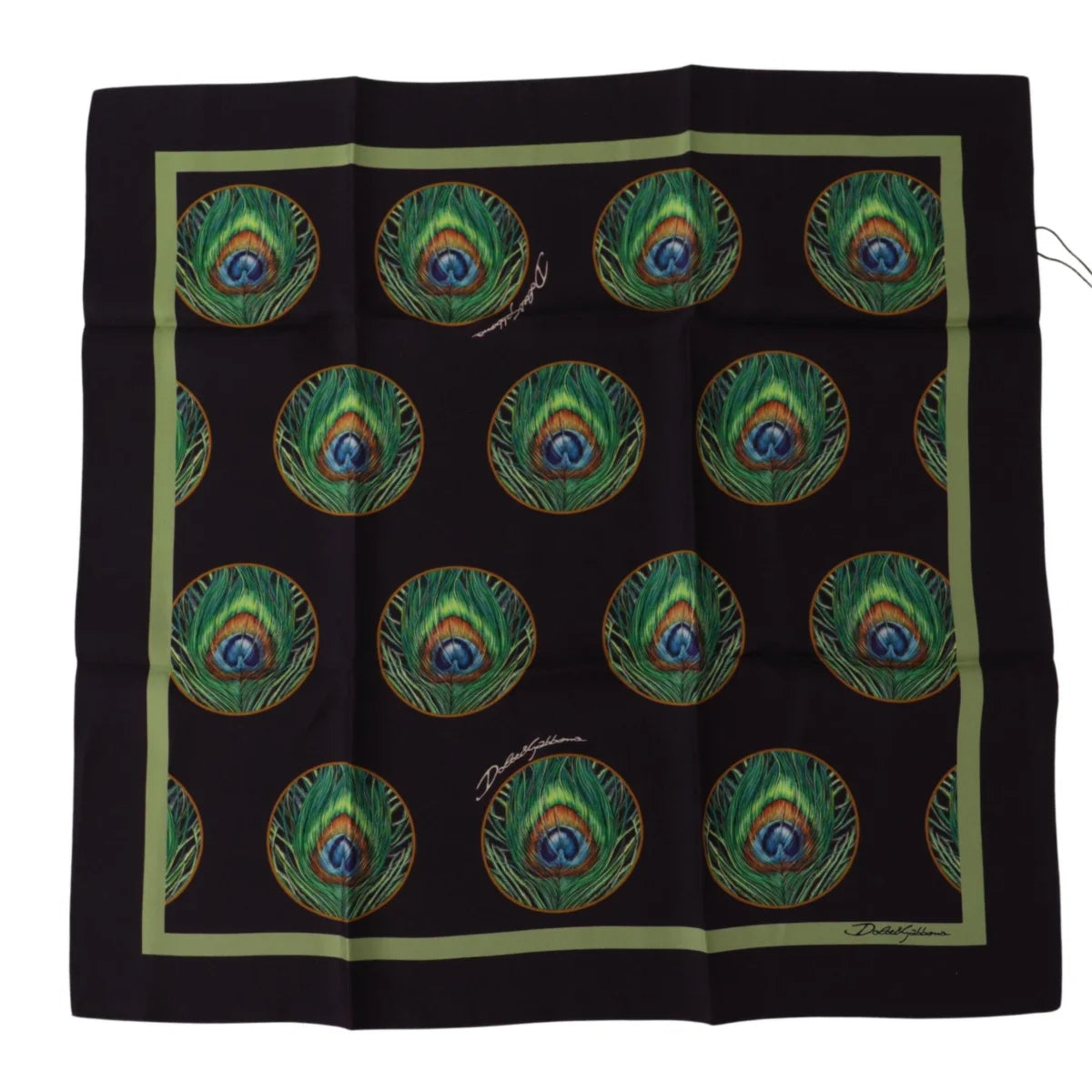 Gorgeous Dolce Gabbana Black Peacock Feather Silk Scarf &