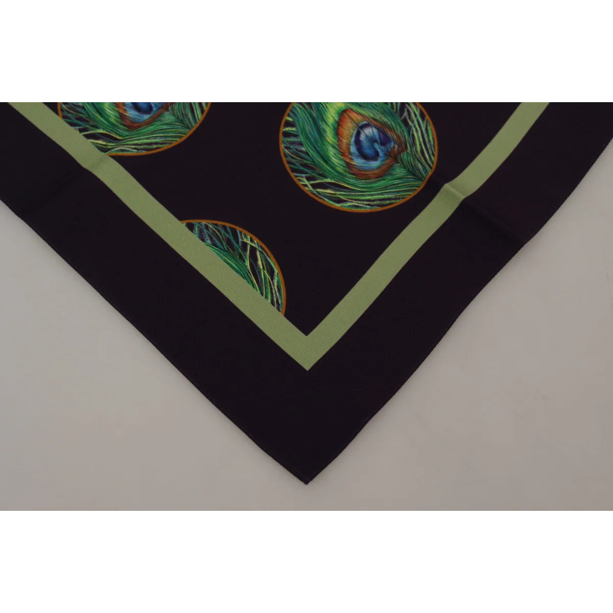 Gorgeous Dolce Gabbana Black Peacock Feather Silk Scarf &