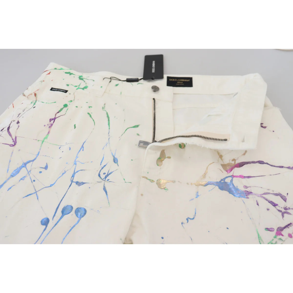 Gorgeous Dolce Gabbana Color Splash Print White Jeans &