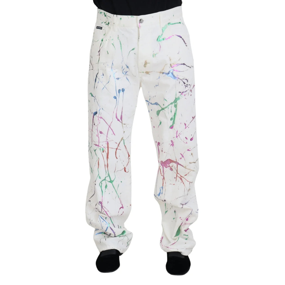 Gorgeous Dolce Gabbana Color Splash Print White Jeans &