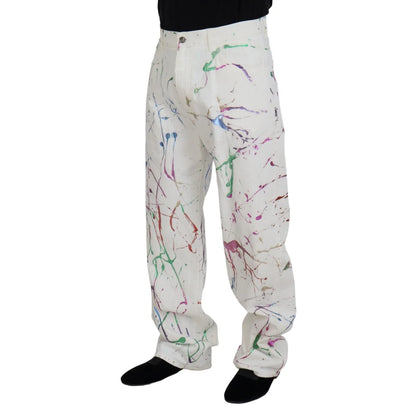 Gorgeous Dolce Gabbana Color Splash Print White Jeans &