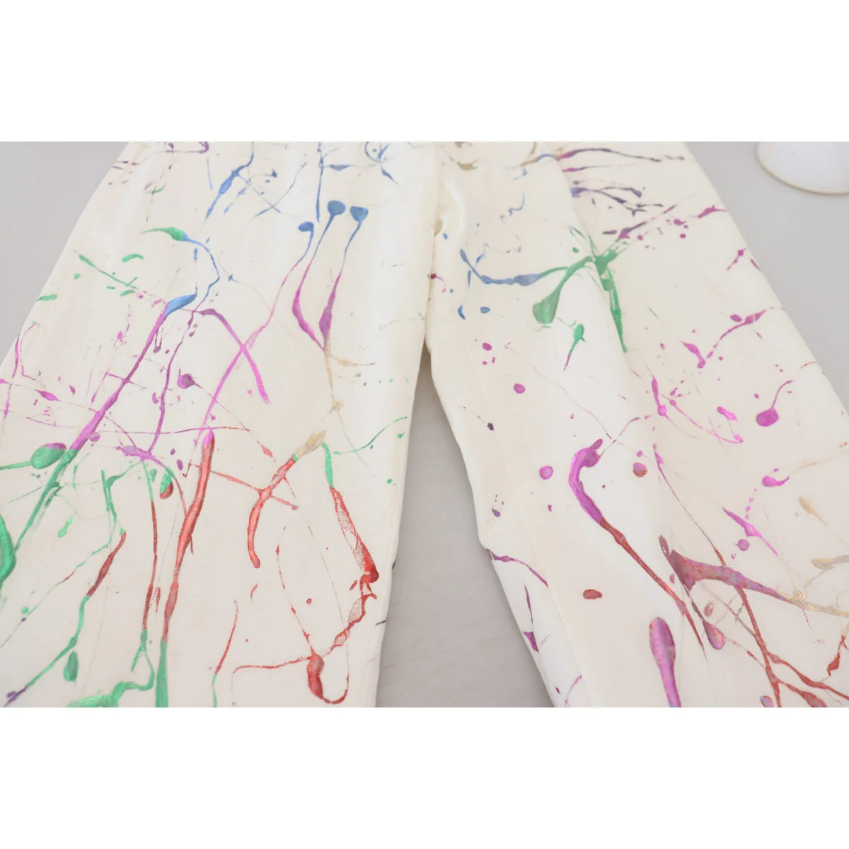 Gorgeous Dolce Gabbana Color Splash Print White Jeans &