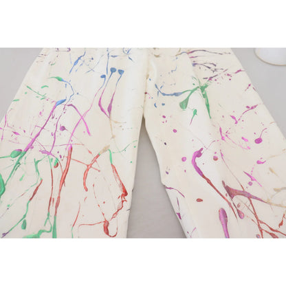 Gorgeous Dolce Gabbana Color Splash Print White Jeans &
