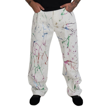 Gorgeous Dolce Gabbana Color Splash Print White Jeans &
