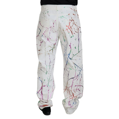 Gorgeous Dolce Gabbana Color Splash Print White Jeans &
