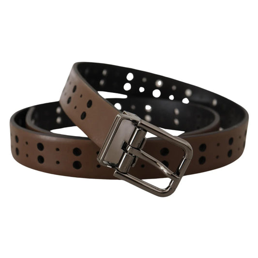 Gorgeous Dolce Gabbana Dark Brown Leather Belt Metal Buckle &