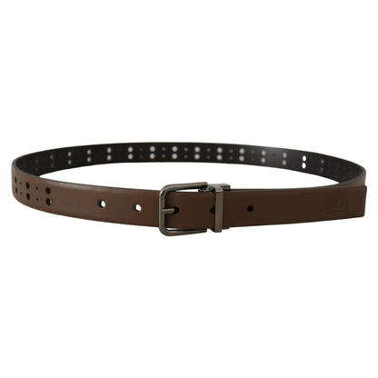 Gorgeous Dolce Gabbana Dark Brown Leather Belt Metal Buckle &