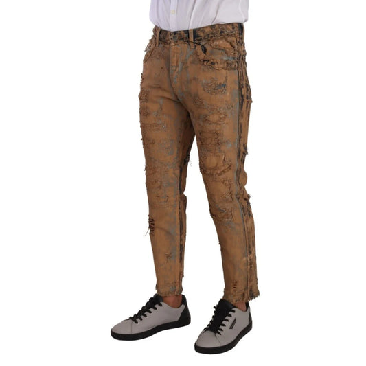 Gorgeous Dolce & Gabbana Distressed Denim Jeans with Button Closure