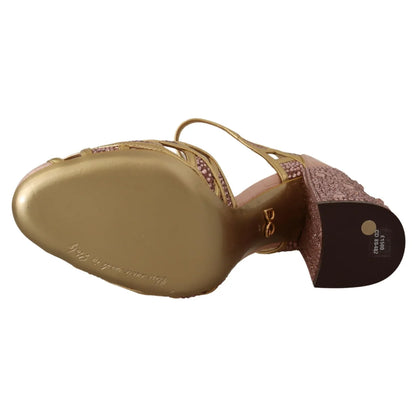 Gorgeous Dolce Gabbana Pink Leather Pumps Crystals Italian Sole &