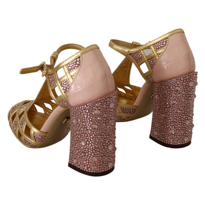 Gorgeous Dolce Gabbana Pink Leather Pumps Crystals Italian Sole &