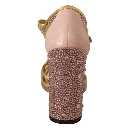 Gorgeous Dolce Gabbana Pink Leather Pumps Crystals Italian Sole &