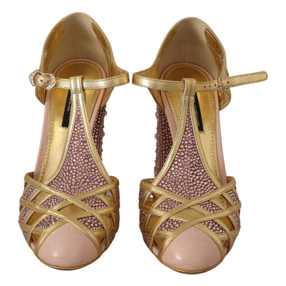 Gorgeous Dolce Gabbana Pink Leather Pumps Crystals Italian Sole &
