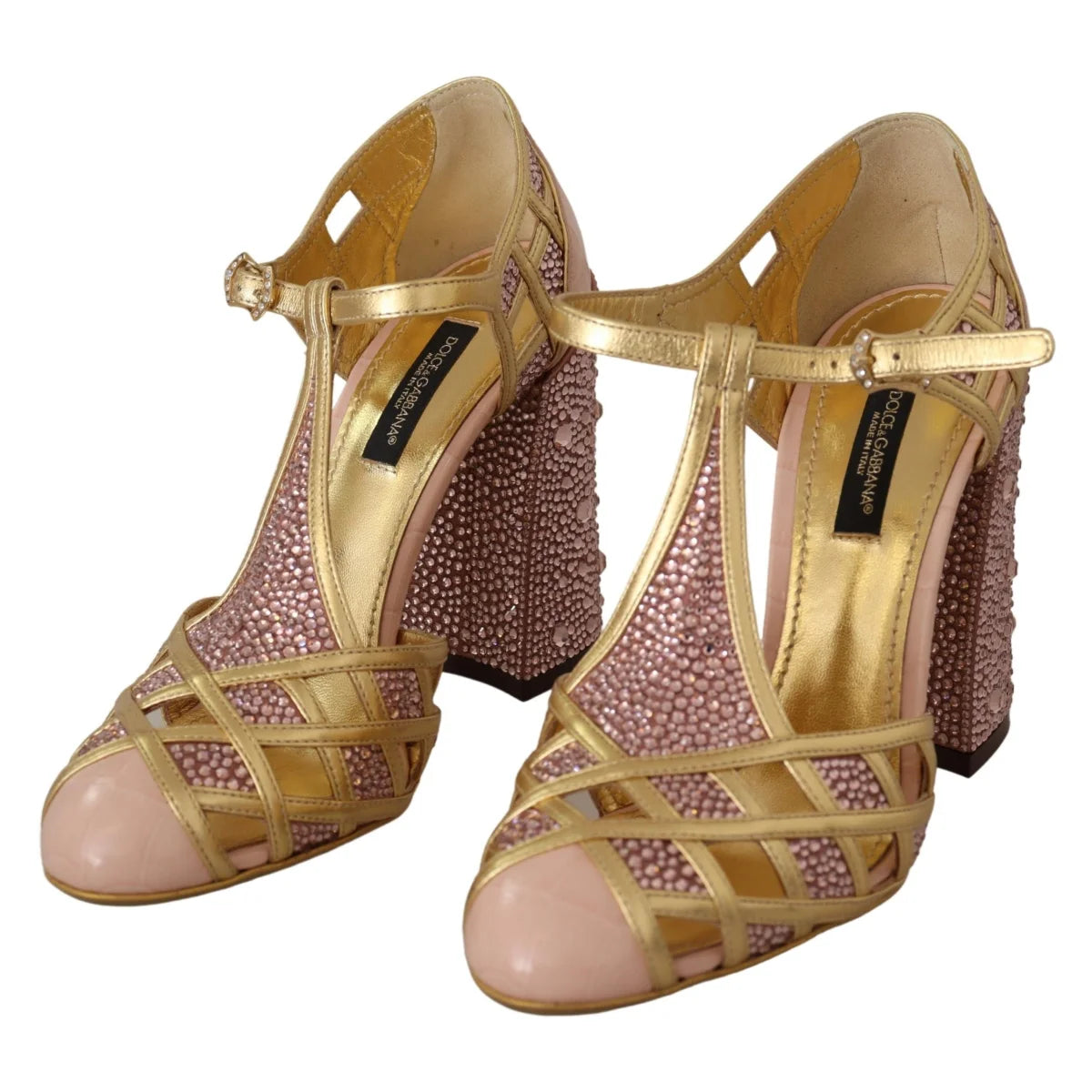 Gorgeous Dolce Gabbana Pink Leather Pumps Crystals Italian Sole &