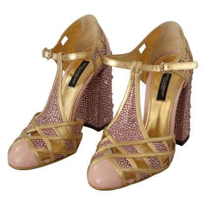 Gorgeous Dolce Gabbana Pink Leather Pumps Crystals Italian Sole &