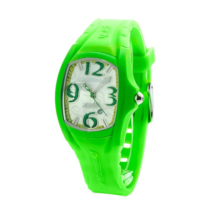 Green Polycarbonate Analog Watch with Silver Dial for Stylish Clothing Chronotech