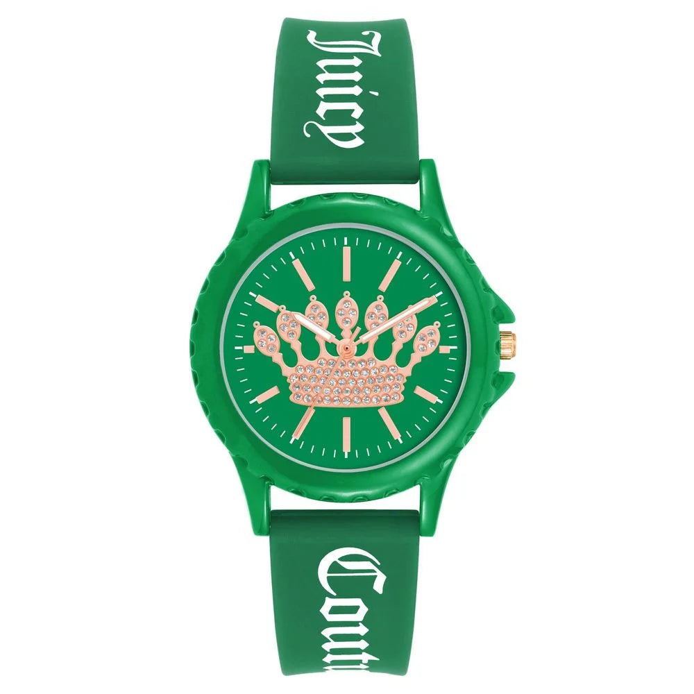 Green Quartz Analog Watch with Silicone Strap for Stylish Clothing Juicy Couture